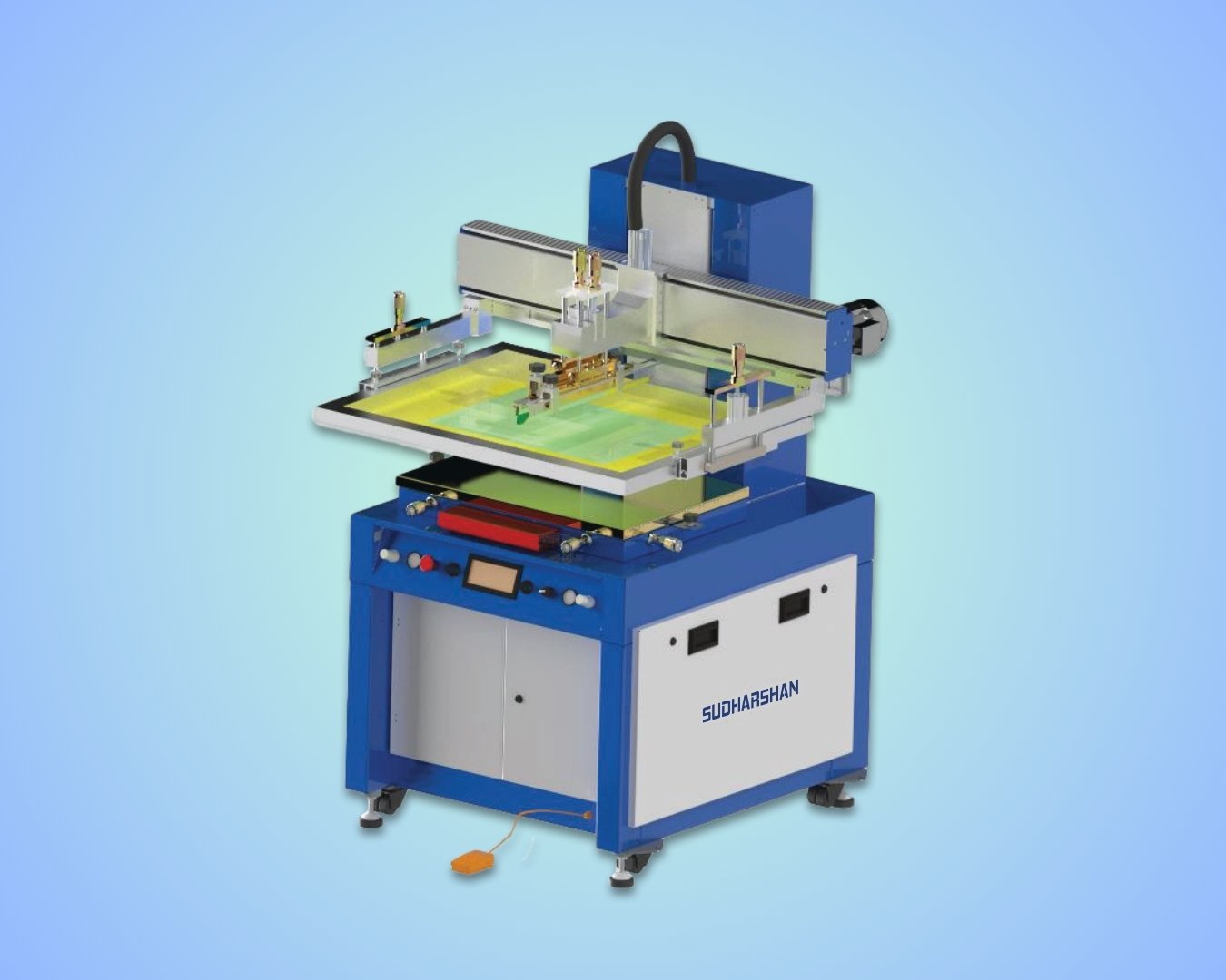 Flat bed screen printing machine